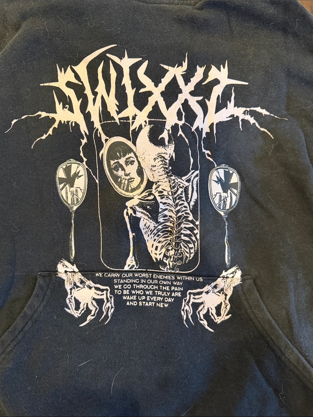 Zumiez Black Graphic Skeleton Mirror Hoodie